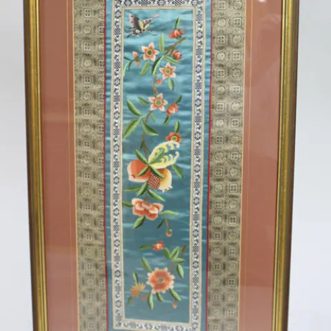 Antique Chinese Silk Embroidery Panel c.1900