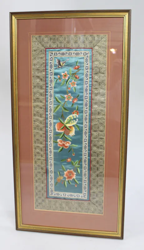 Antique Chinese Silk Embroidery Panel c.1900