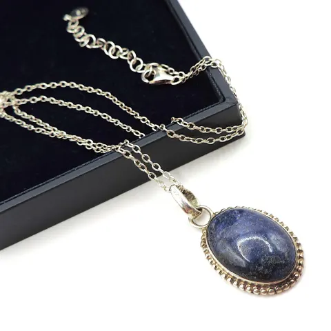 Sterling Silver Lapis Lazuli Necklace With Gift Pouch