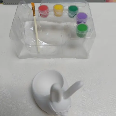 Ceramic Easter Bunny eggcup paint your own including paints and paintbrush