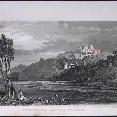Cork Ireland Coltsman’s Castle  194 Years Old Antique Steel Engraving-2
