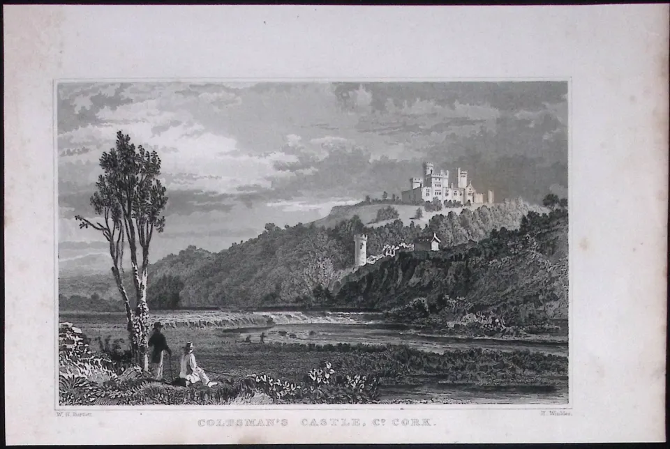 Cork Ireland Coltsman’s Castle  194 Years Old Antique Steel Engraving-2