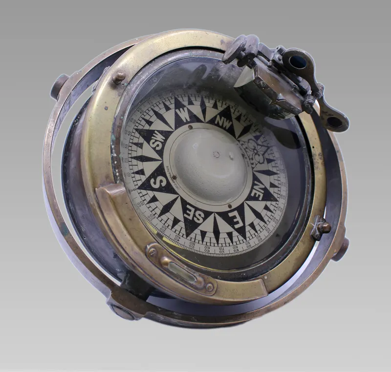 Early 20th c. Bronze Gimballed Compass by F.Smith & Sons