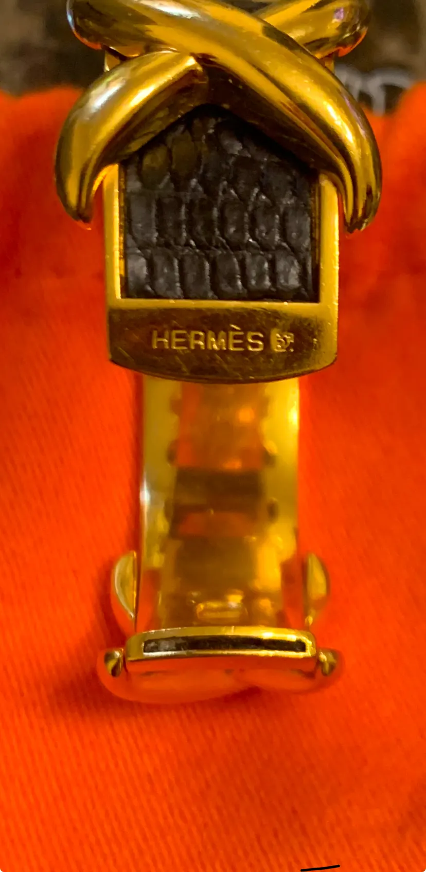 Hermes Criss Cross Bracelet Vintage Gold Plated