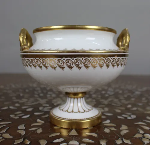 19th Century English White & Gilt Two-Handled Porcelain Urn