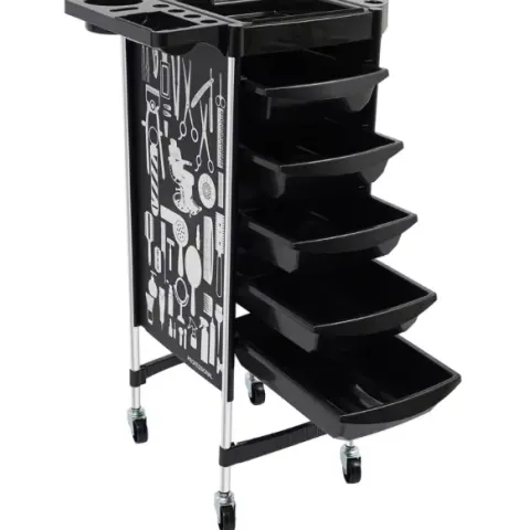 Professional 5-Drawer Hairdressing Trolley With Foldable Top – Salon, Barber, Or Spa Storage Cart
