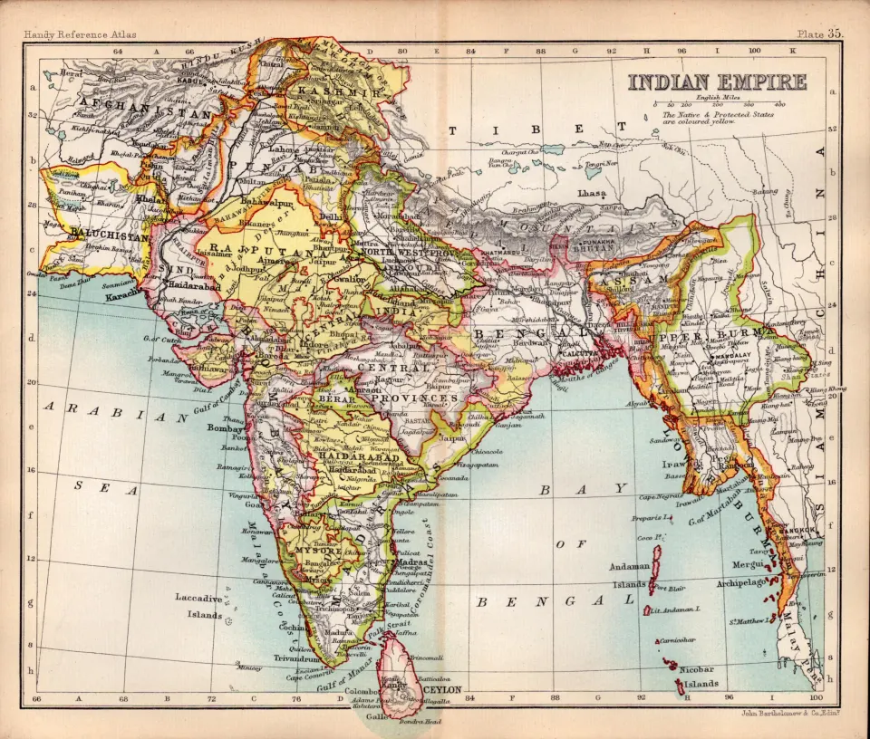 The Indian Empire  Double Sided Antique 1896 Map.