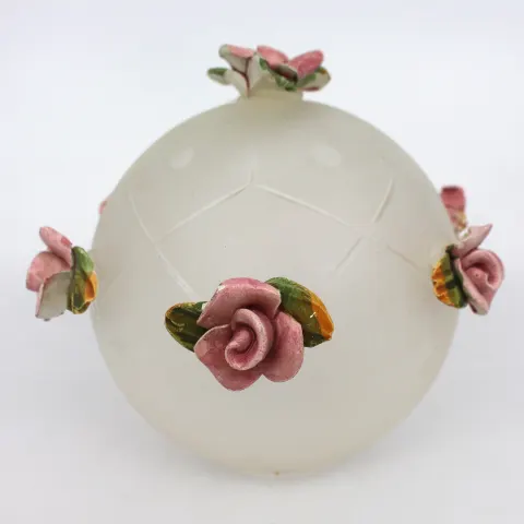 Vintage Glass Shade with Porcelain Flowers
