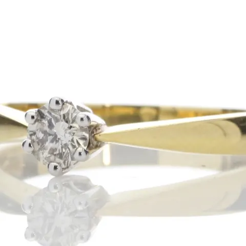18ct Yellow Gold Single Stone Six Claw Set Diamond Ring 0.25 Carats