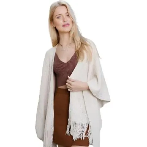 6 x Women Hollow Out Poncho Tassel Knit Shawls Lb40