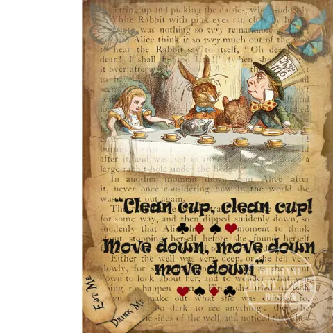 Alice In Wonderland Large Metal Sign "Clean Cup Clean Cup"