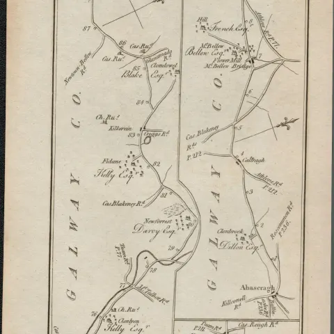 Taylor & Skinner 1777 Ireland Map Co Galway Co Mayo Castlebar Newport Dunmore.