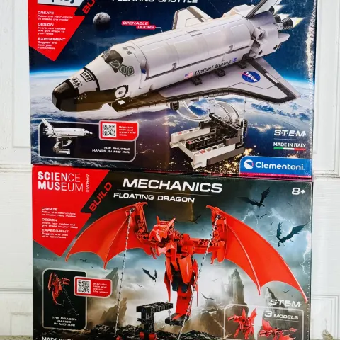 Clementoni 61349 & 61523, Floating Dragon & NASA Shuttle New Sealed Boxes (2 Models)