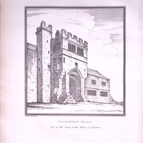 Chester Saighton Hall Antique 216-Year-Old Copperplate Print -5-TR