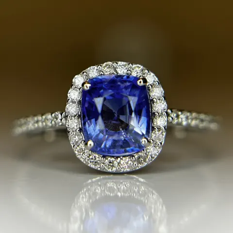 Beautiful 1.38 CT Natural Ceylon Blue Sapphire Diamonds & 950 Platinum