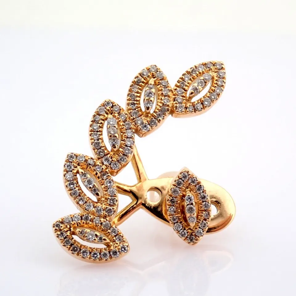 18K Rose Gold Single Ear Jacket , Detailed With Brilliant Diamonds