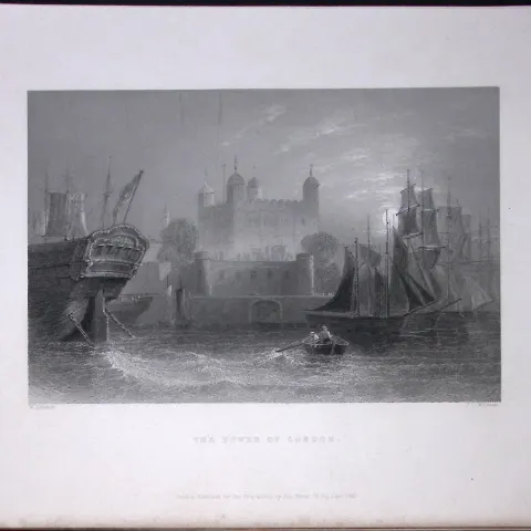 London Tower WH Bartlett 183 Years-Old Antique Steel Engraving-6