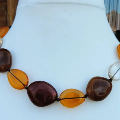 Vintage 20 inch Natural Multi Colour Amber Necklace With Gift Pouch