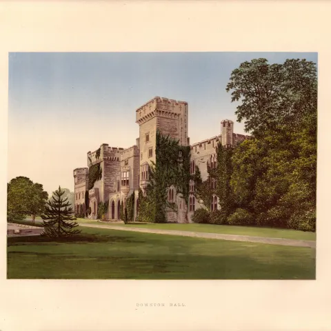 Downton Hall Ludlow Shropshire Gilt-Edge Coloured Antique Book Plate.