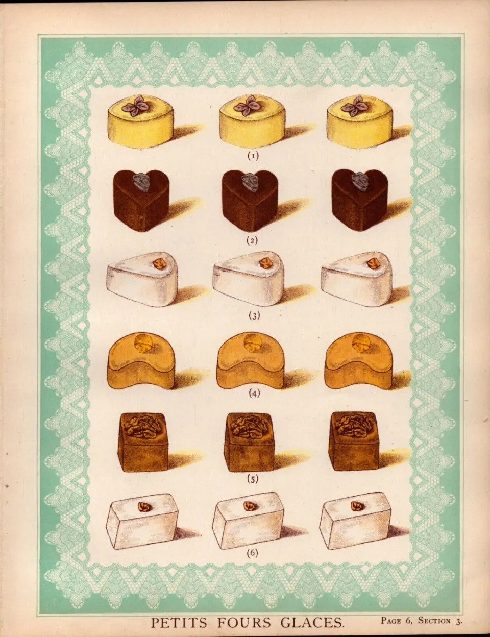 Petits Fours Glaces 6 T. Percy Lewis & A.G Bromley Antique Chromolithograph Print