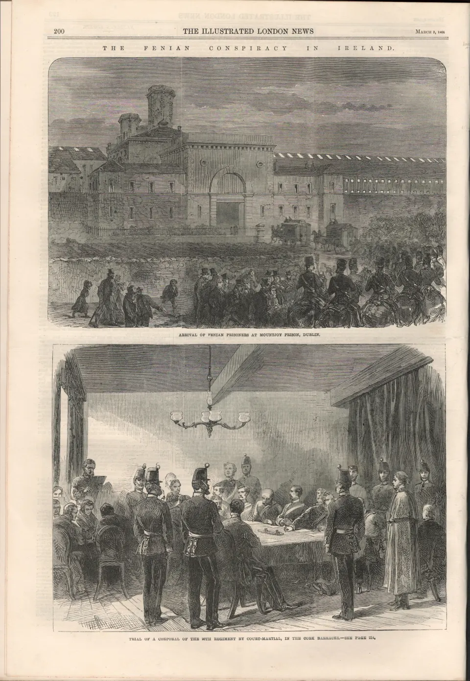 Arrival of Fenian Prisoners at Mountjoy Prison Dublin 1866