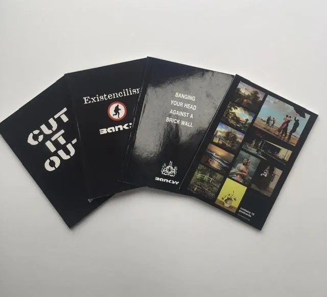 BANKSY (British b.1974) 3 Self Published Books 1st Edition 2001 - 04  &  Banksy Crude Oils Postcards