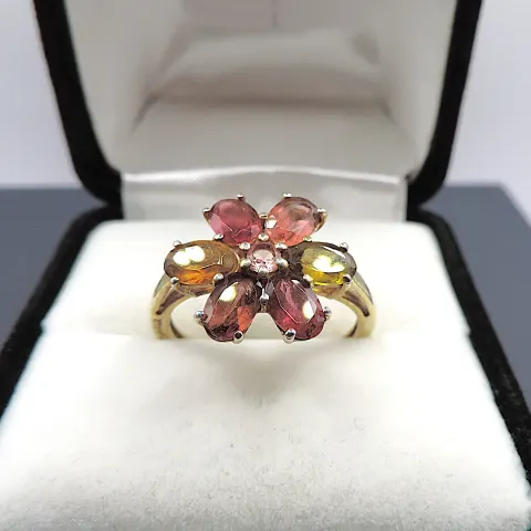 Gold on Sterling Silver Tourmaline Ring New With Gift Pouch