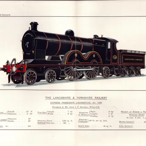 Lancashire & Yorkshire Railway Detailed Coloured Antique Double-Page Print