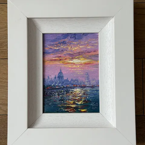 'Sunshine Sparkle The Thames' Original Oil Painting On Canvas By Andrew Grant Curtis