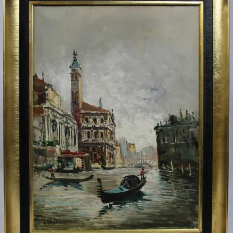 Antonio DeVity (Italian, 1901-1993) Venice Canal Oil on Canvas
