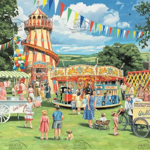 Vintage Village "Funfair On The Green" Metal Wall Art