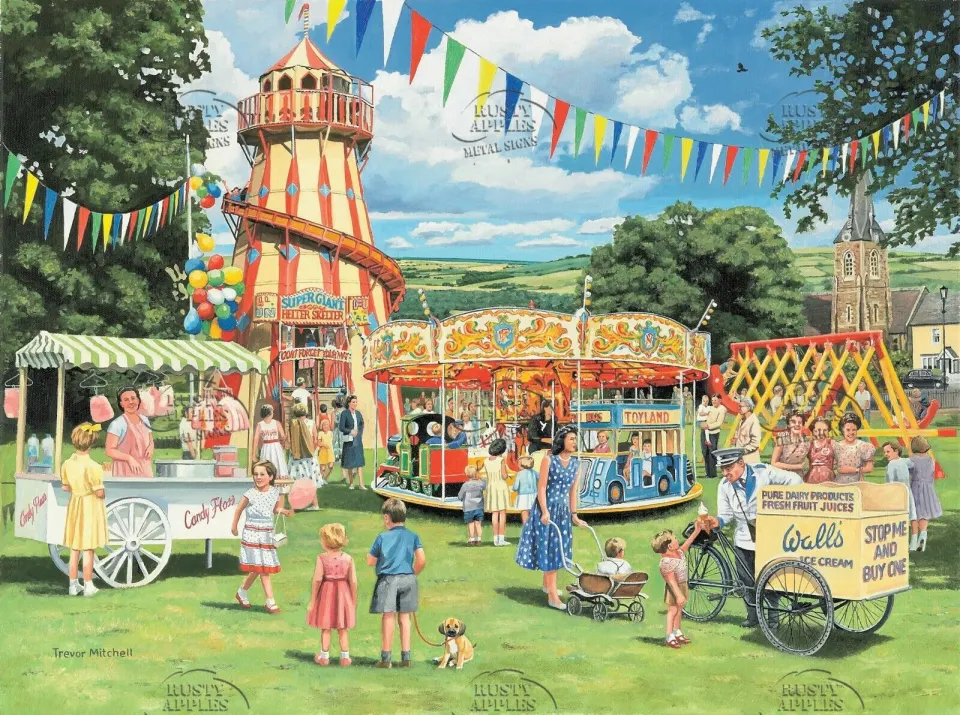 Vintage Village "Funfair On The Green" Metal Wall Art