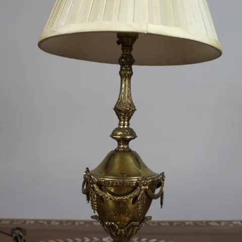 Vintage Neoclassical Style Gilt Metal and Marble Table Lamp