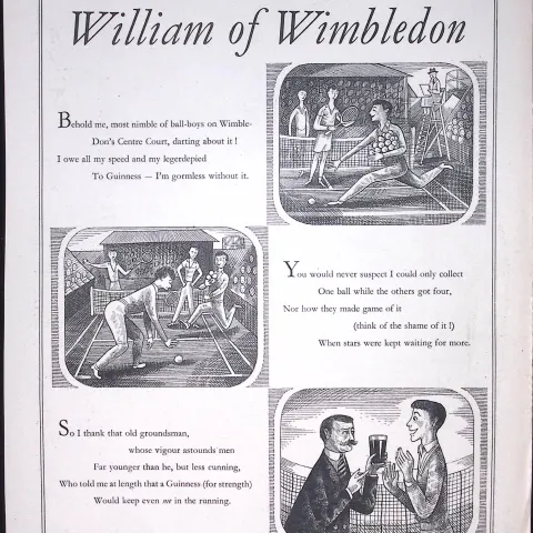 Guinness 1957 Genuine 68 Years-Old Print William of Wimbledon G.E.2367-A