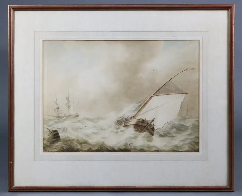 Martinus Schouman (Dutch, 1770-1848) Watercolour Seascape