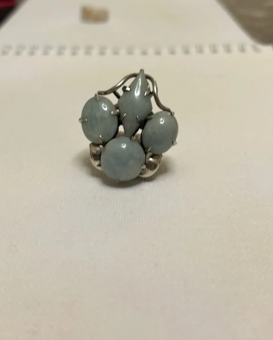 Cocktail Bruit Jade 71/2 US Ring Stamped 925