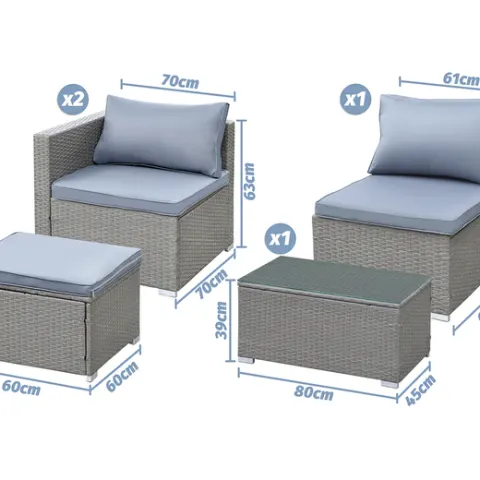 4-Seater Knightsbridge Modular Rattan Sofa Set - Black  