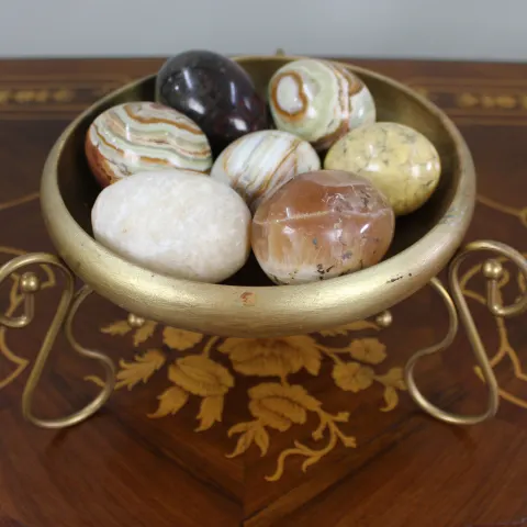Gilt Bowl with Marble Eggs