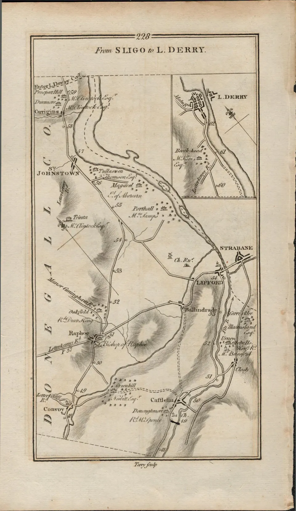 Taylor & Skinner 1777 Ireland Map Donegal Lough Eske Strabane Londonderry Etc