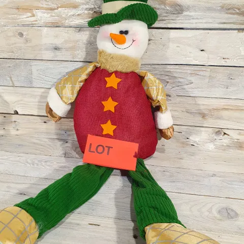 Weighted, 3D fabric, seated Snowman. 50cm tall when seated. 80cm overall length