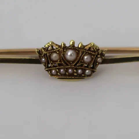 Antique Seed Pearl 14ct Gold Bar Brooch