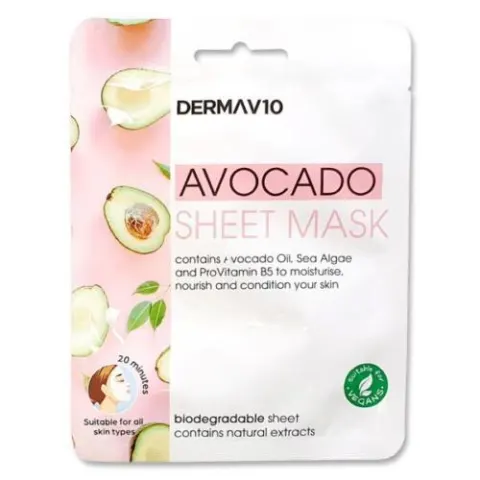 48 x Derma V10 Avocado Sheet Masks RRP £4.99 ea. L9b sku-2266
