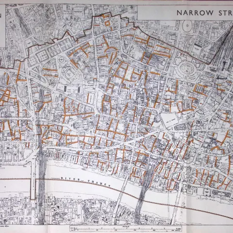 City of London Town Planning Survey 1939 Narrow Streets 1944 Map-11