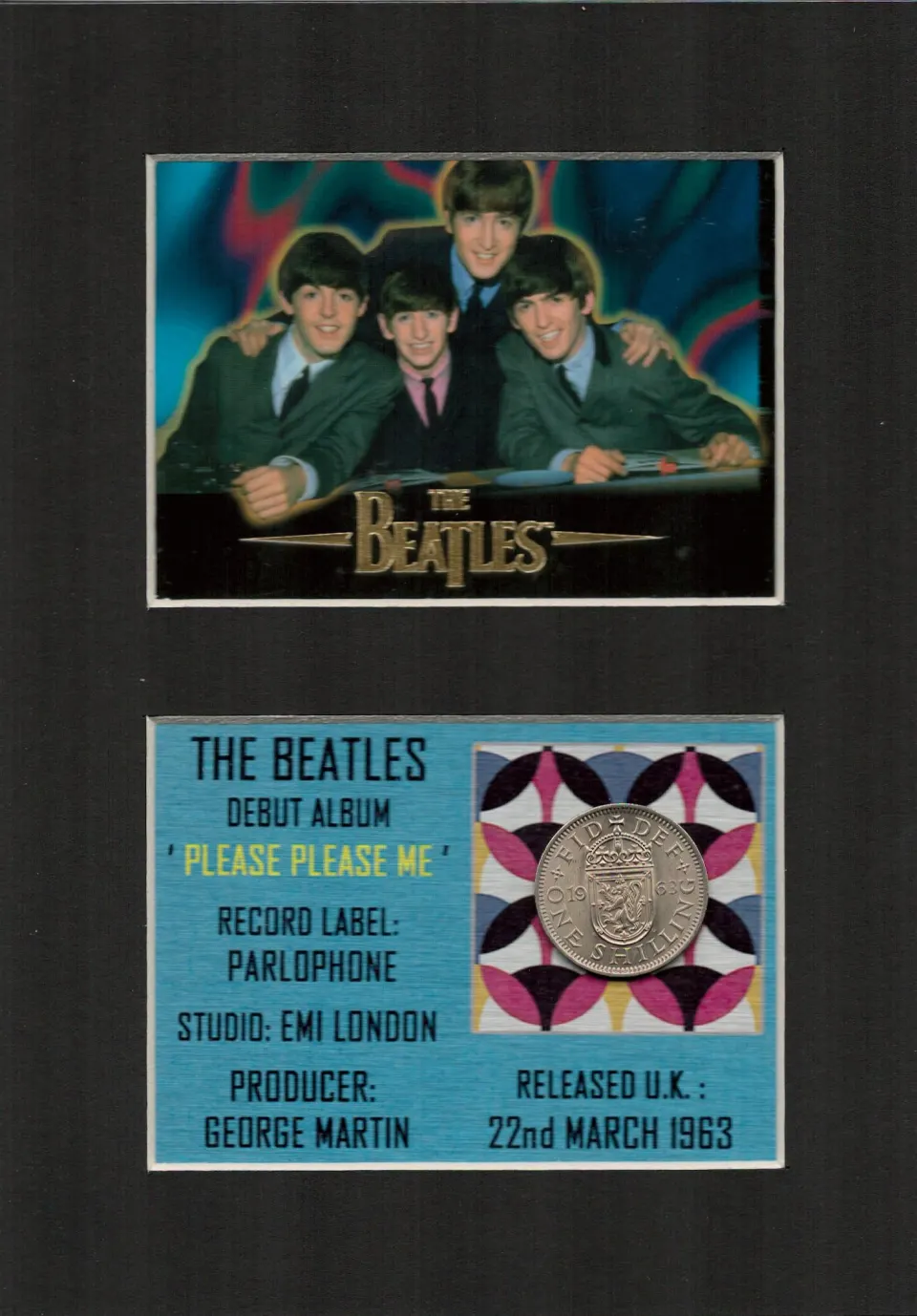 The Beatles First Album Release 1963 Mounted Card Coin Gift Set.