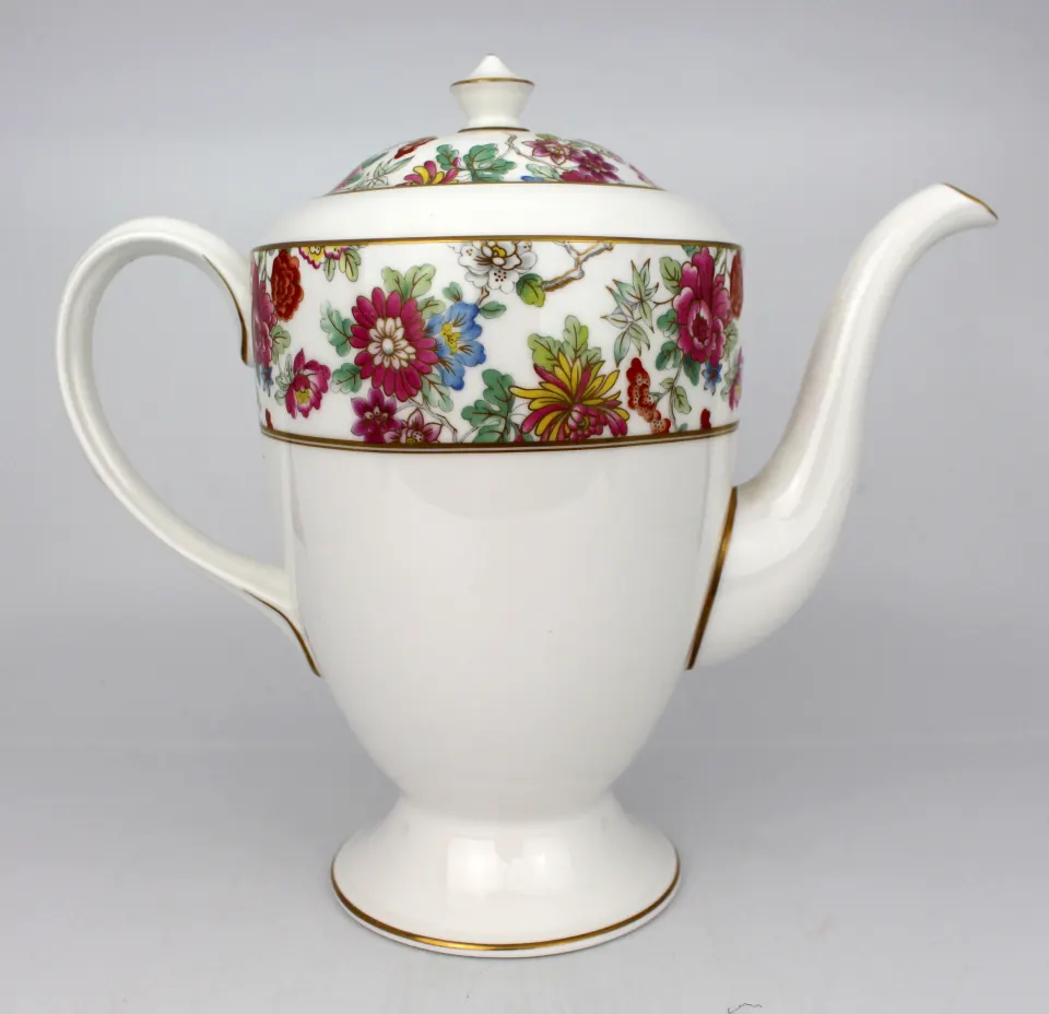 Royal Worcester Coffee Pot Chinese Garden Pattern