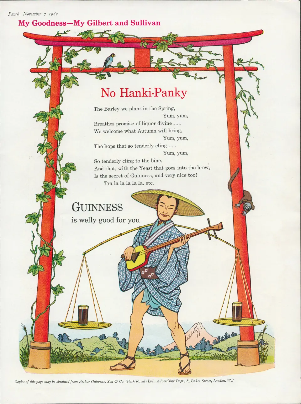 Guinness 1962 Original Print No Hanki-Panki- G.E. 3643.AThis Print Is Over 60 Years Old And Is Not A