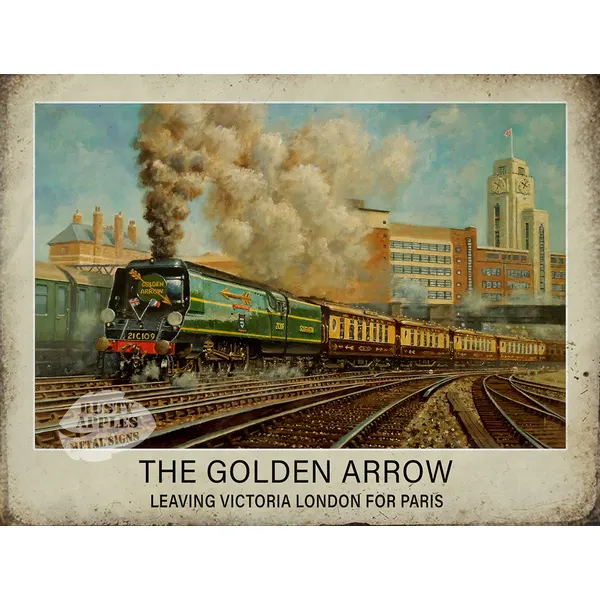London To Paris Pullman Steam Train Large Metal Wall Art
