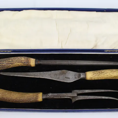Antique Cased Horn Carving Set