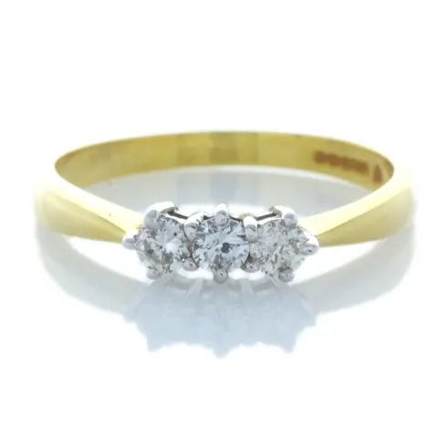 9ct Yellow Gold Three Stone Claw Set Diamond Ring 0.25