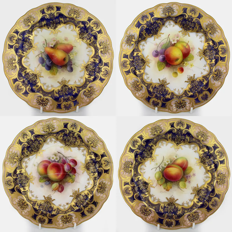 Collection of 4 Royal Worcester Cabinet Plates by Albert Shuck (1880-1961)